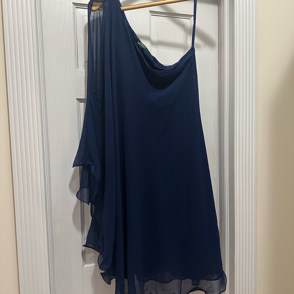 Ralph Lauren One-Shoulder Dress in Deep Blue